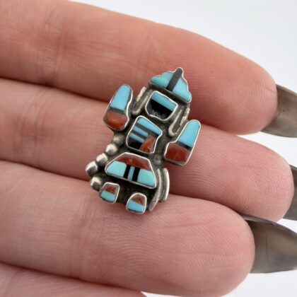 Vintage Native American Sterling Silver and Mixed Gemstone Rainbow Man