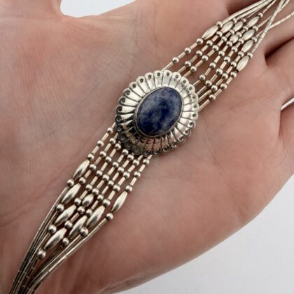 Native American Liquid Sterling Silver and Sodalite Concho Bracelet