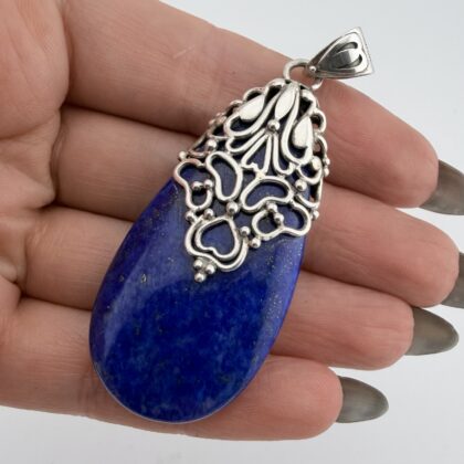 Large Doug Paulus Indian Sterling Silver and Lapis Lazuli Pendant