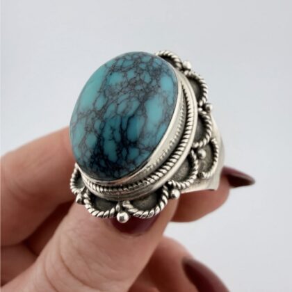 Vintage Sterling Silver and Turquoise Chunky Ring