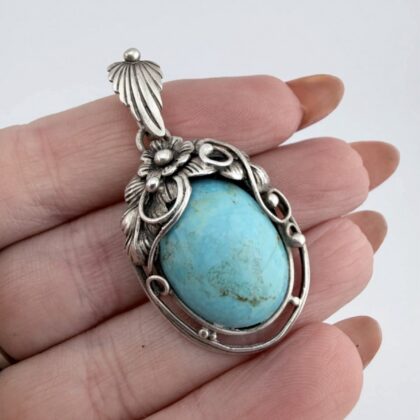 Native American Sterling Silver and Turquoise Pendant