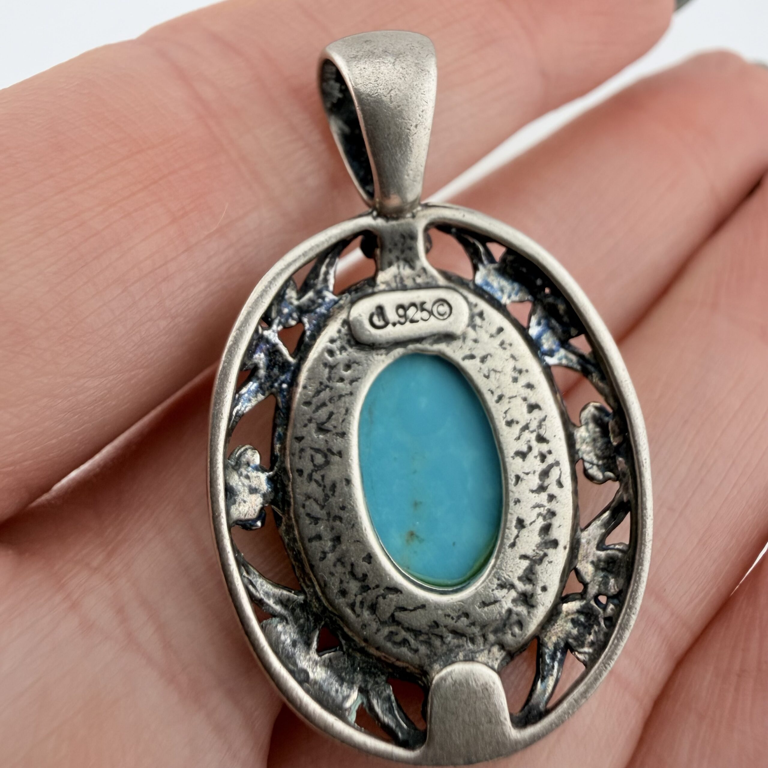Carolyn Pollack Relios Southwestern Sterling Silver and Turquoise Floral Pendant - Image 5