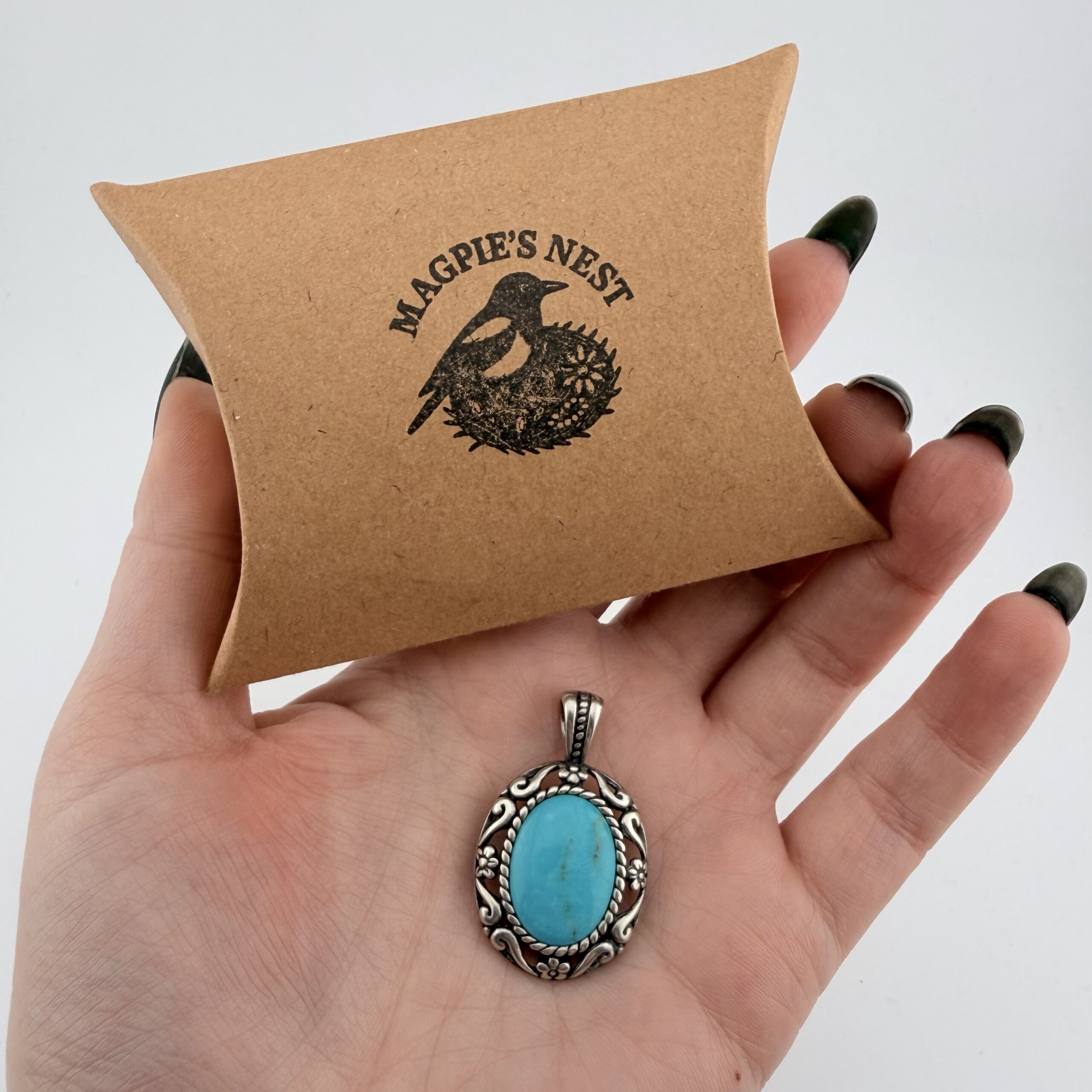 Carolyn Pollack Relios Southwestern Sterling Silver and Turquoise Floral Pendant - Image 6