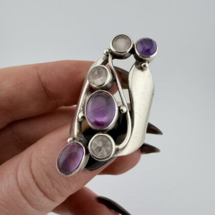 Vintage Sterling Silver Amethyst and Topaz Ring