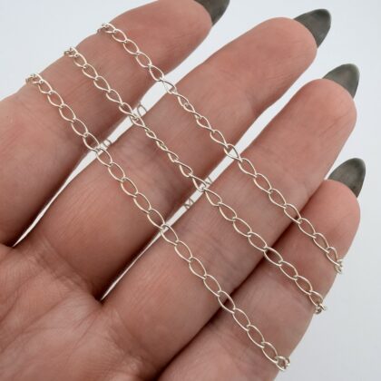 Sterling Silver Lightweight Oval Curb Chain - Various Lengths, 2mm