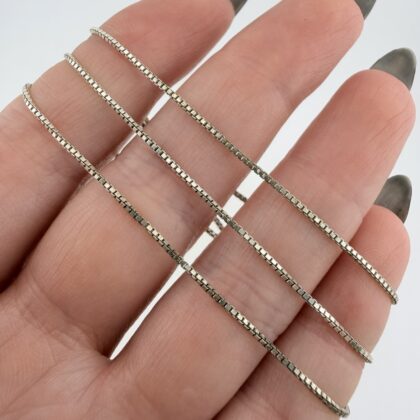 Sterling Silver Box Link Chain - 45cm, 1mm