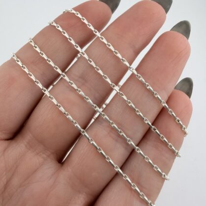 Long Sterling Silver Bar Link Chain - 61cm, 1mm