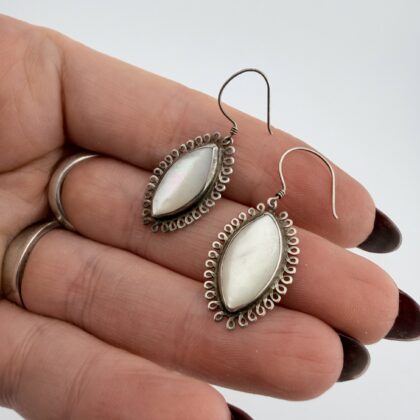 Vintage Sterling Silver and Mother of Pearl Dangly Earrings