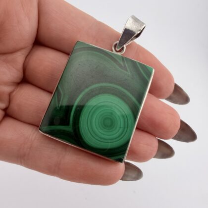 Vintage Sterling Silver and Malachite Pendant