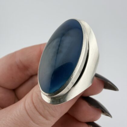 David Scott Walker Sterling Silver, Mother of Pearl and Agate Ring