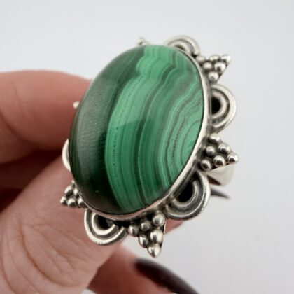 Large TJC Sterling Silver and Malachite Ring