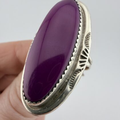 Vintage Clayton Tom Native American Sterling Silver and Agate Statement Ring