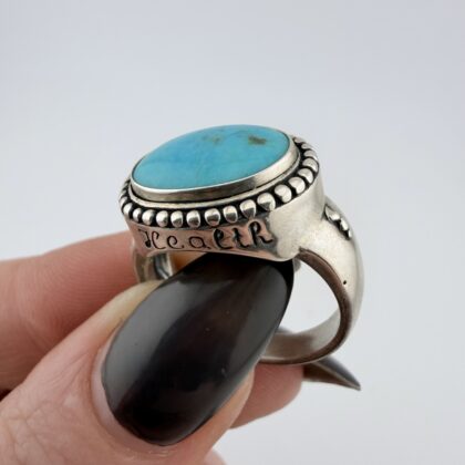 Carolyn Pollack Relios Southwestern Sterling Silver and Turquoise ‘Health’ Ring