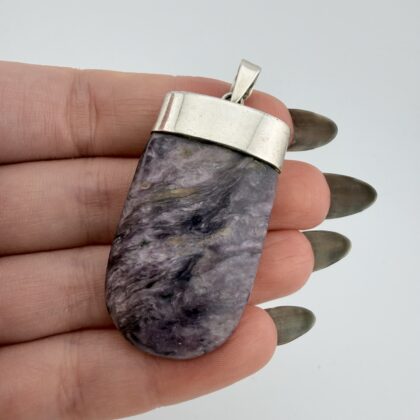 Sterling Silver and Charoite Chunky Pendant