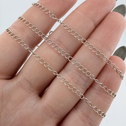 Sterling Silver Oval Curb Chain - 45cm, 2mm