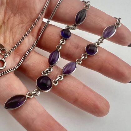 Sterling Silver and Amethyst Lavaliere Necklace