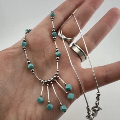 Carolyn Pollack Relios Southwestern / Native Sterling Silver and Turquoise Necklace