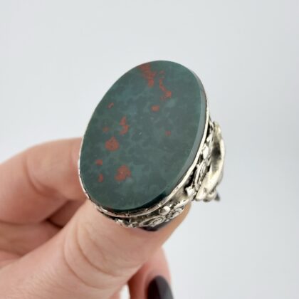 Vintage Art Nouveau Sterling Silver and Bloodstone Ring