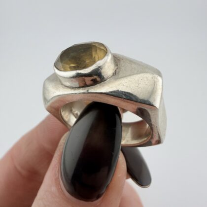 Vintage Chunky Sterling Silver and Citrine Ring