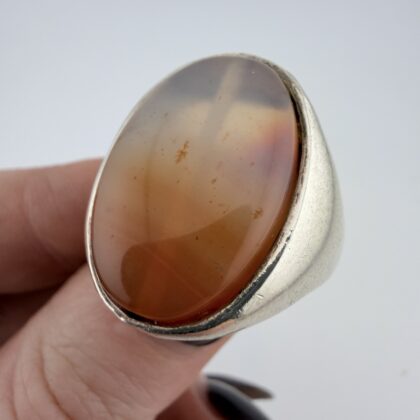 Vintage Chunky Sterling Silver and Agate Ring
