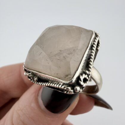 Vintage Art Nouveau Sterling Silver and Rock Crystal Ring