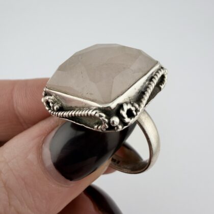 Vintage Art Nouveau Sterling Silver and Rock Crystal Ring