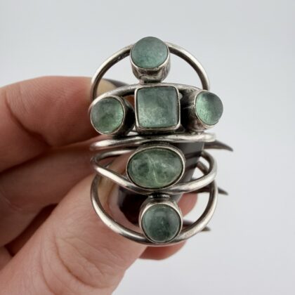 Sterling Silver and Emerald Crucifix Cross Ring