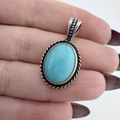Carolyn Pollack Relios Southwestern Sterling Silver and Turquoise Bear Paw Pendant