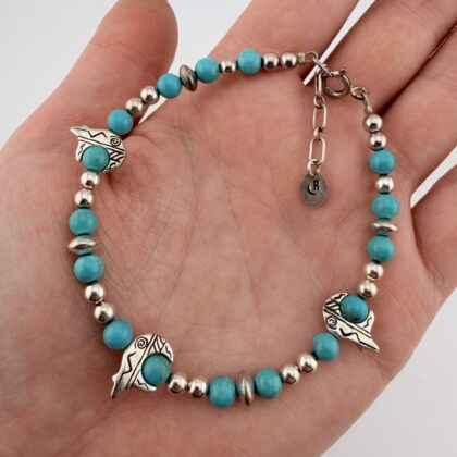 Carolyn Pollack Relios Turquoise and Sterling Silver Bear Bracelet