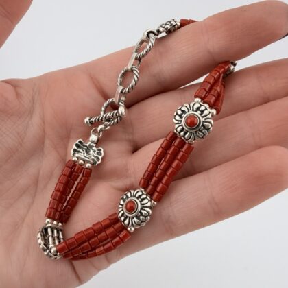 Vintage Quoc Southwestern Sterling Silver and Carol Bracelet