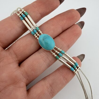 Carolyn Pollack Relios Liquid Sterling Silver and Turquoise Choker Necklace