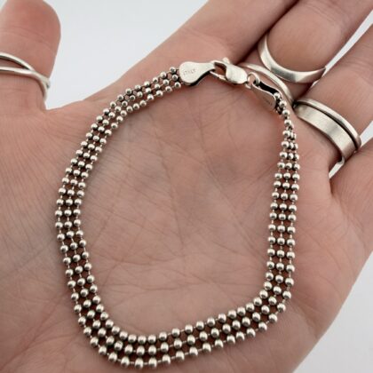 Italian Sterling Silver Multi-Row Beadwork Bracelet