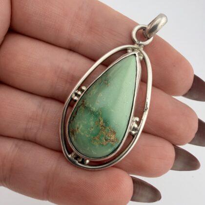 Vintage Sterling Silver and Green Turquoise Pendant