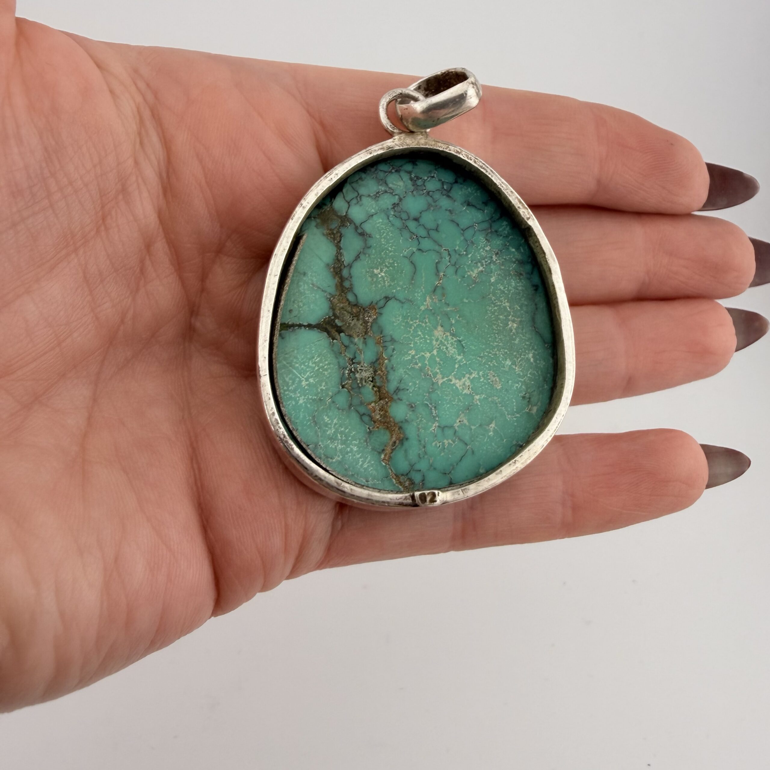 Very Large Sterling Silver and Turquoise Pendant - Image 5