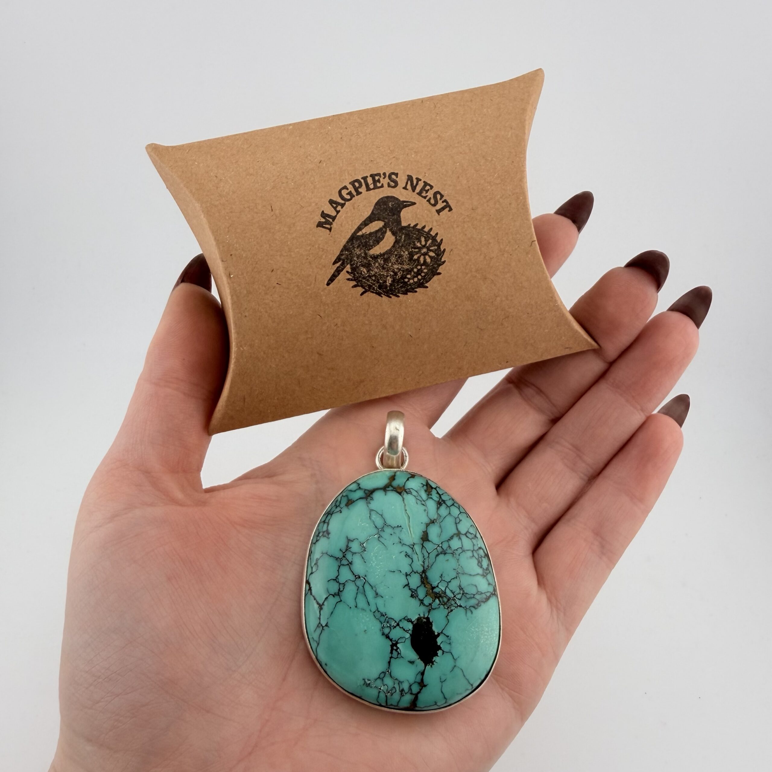 Very Large Sterling Silver and Turquoise Pendant - Image 6