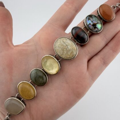 Whitney Kelly Sterling Silver and Mixed Gemstone Panel Bracelet