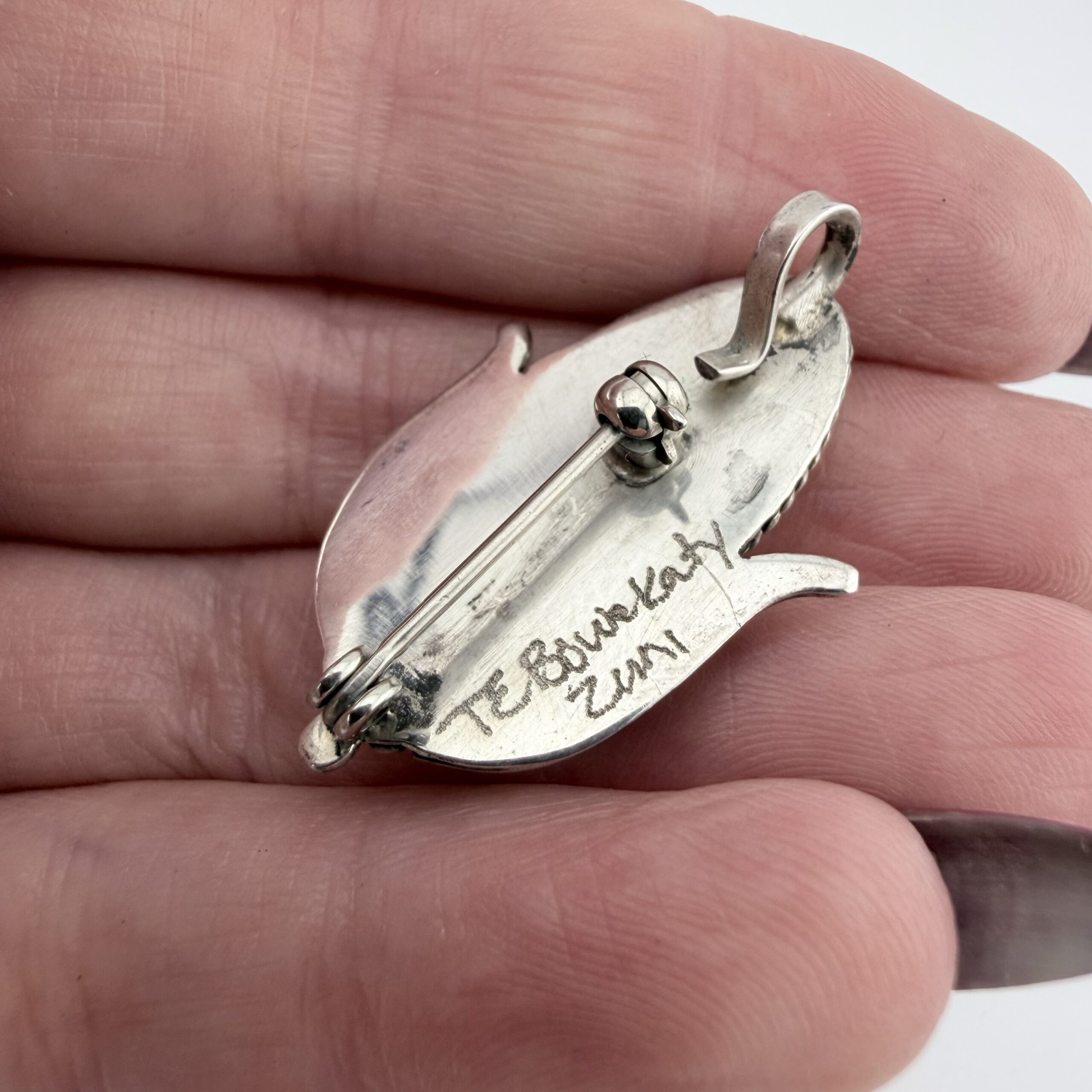 Vintage T E Bowekaty Native American Corn Pendant / Brooch - Image 5