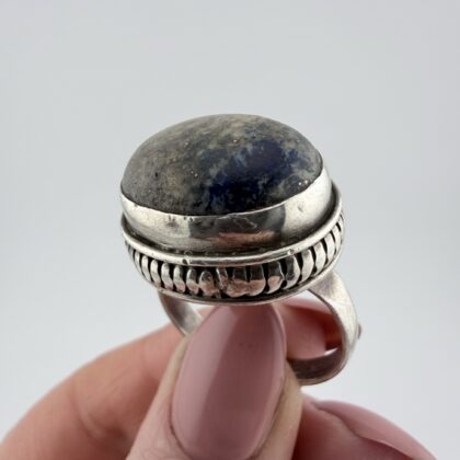 Vintage Moroccan Sterling Silver and Lapis Lazuli Chunky Ring