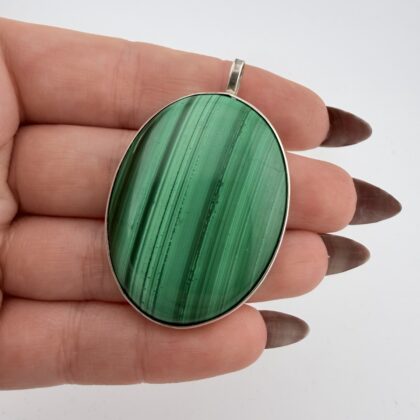 Scottish Vintage 1980s Thomas Buchanan Sterling Silver and Malachite Pendant