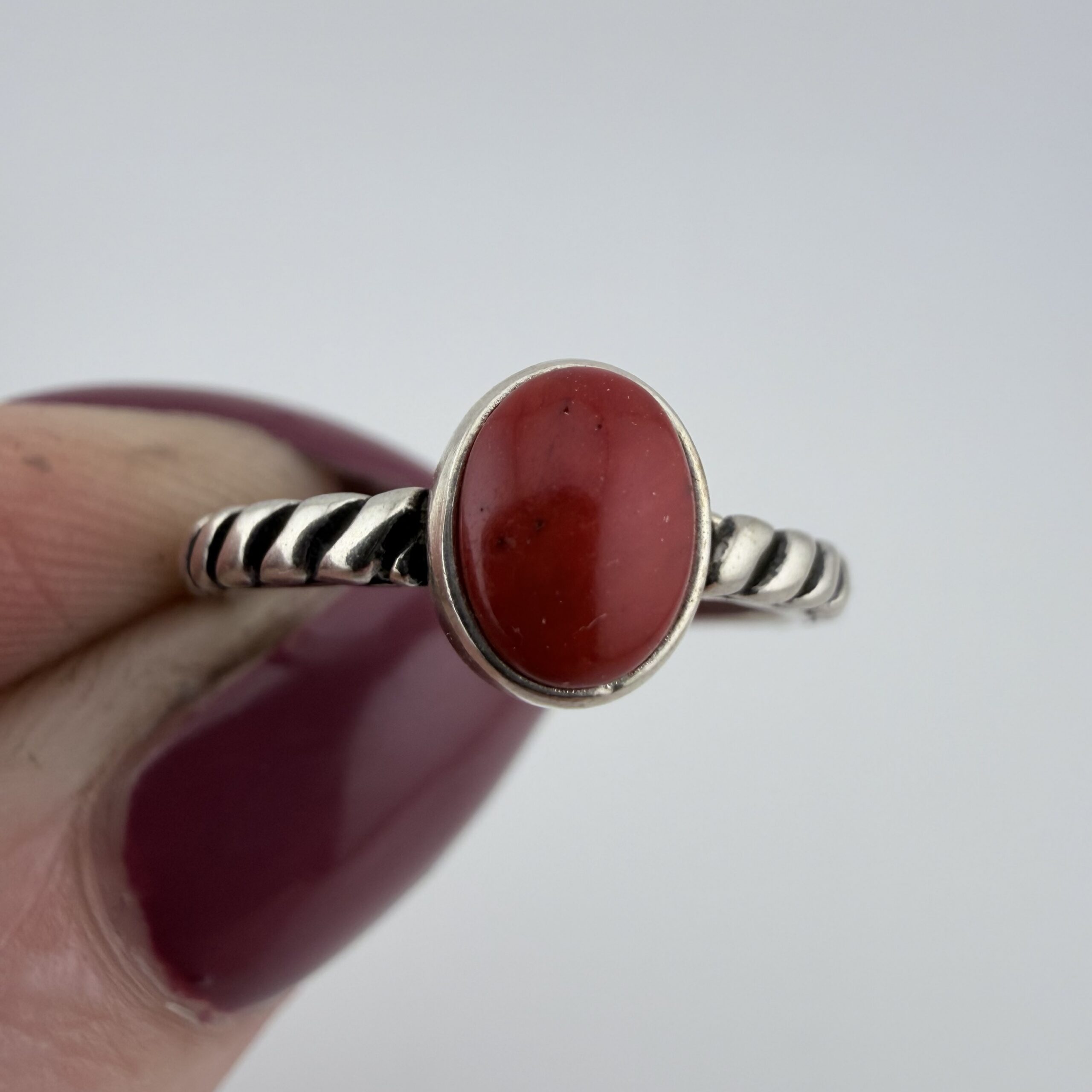 Carolyn Pollack Relios Southwestern Sterling Silver and Coral Stacking Ring - Image 2