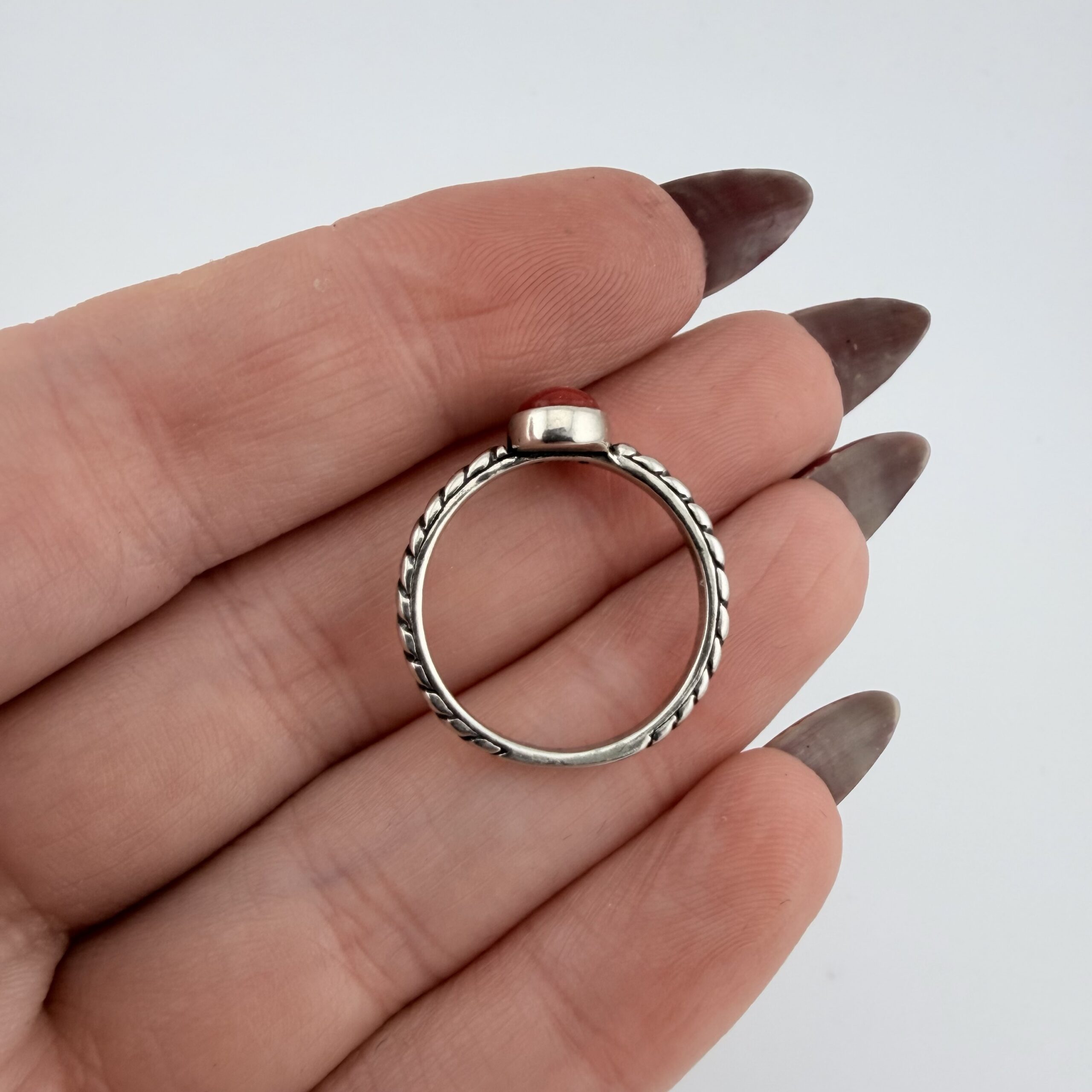 Carolyn Pollack Relios Southwestern Sterling Silver and Coral Stacking Ring - Image 4