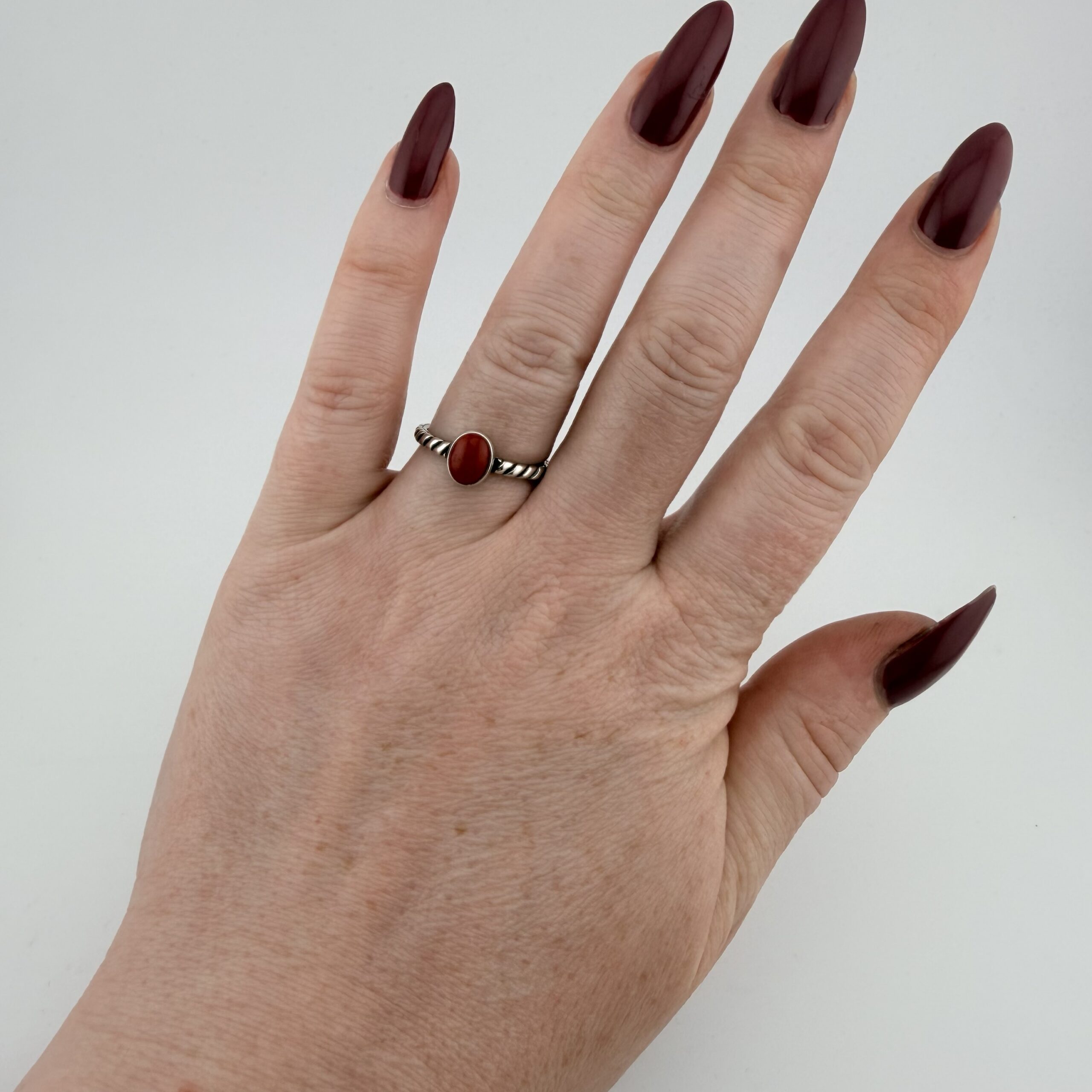 Carolyn Pollack Relios Southwestern Sterling Silver and Coral Stacking Ring - Image 6