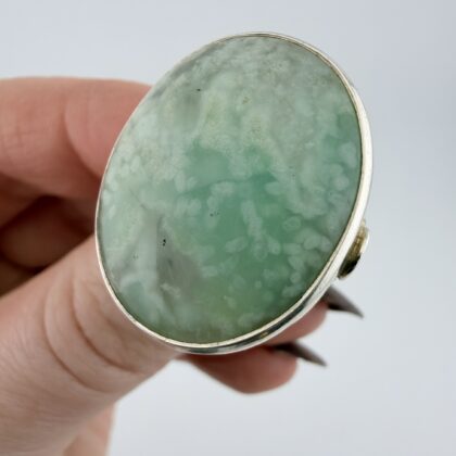 Large TGGC Sterling Silver and Jade Ring