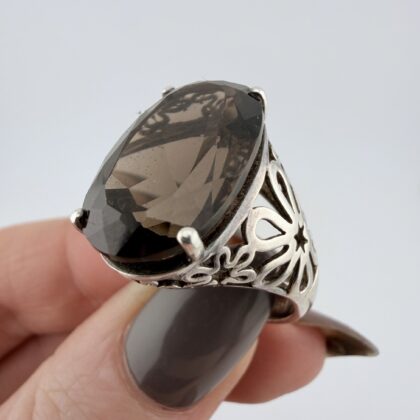 Gemporia Sterling Silver and Smoky Quartz Flower Ring