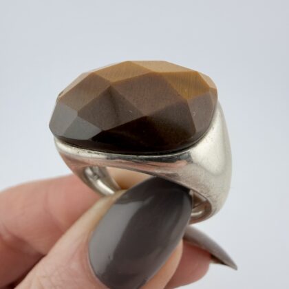 Chunky Sterling Silver and Tigers Eye Ring