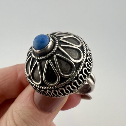 Nepalese / Tibetan Sterling Silver and Sodalite Chunky Statement Ring