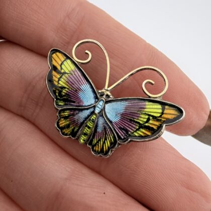 Vintage Norwegian David Andersen Sterling Silver and Enamel Butterfly Brooch