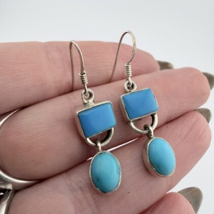Sterling Silver and Turquoise Dangly Earrings
