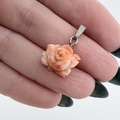 Vintage Carved Coral Rose Pendant / Charm