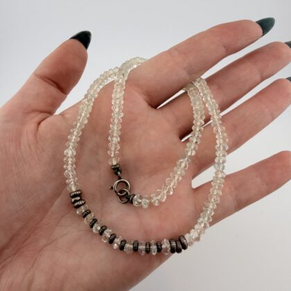 Vintage Rock Crystal and Sterling Silver Beaded Necklace